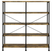 Analiese 63-inch 4-shelf Double Bookshelf Rustic Nutmeg - 801543