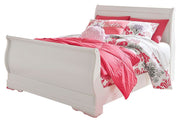 Anarasia Full Sleigh Bed with Mirrored Dresser and 2 Nightstands in White - PKG002585