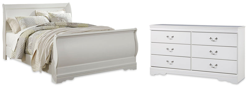 Anarasia Queen Sleigh Bed with Dresser in White from Ashley - DMV Furniture