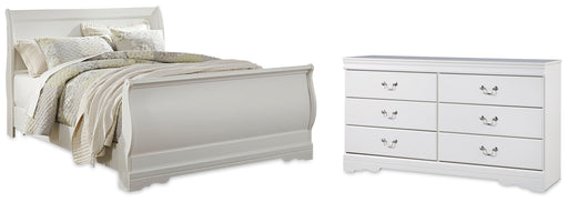 Anarasia Queen Sleigh Bed with Dresser in White from Ashley - DMV Furniture