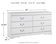 Anarasia Queen Sleigh Bed with Dresser in White from Ashley - DMV Furniture