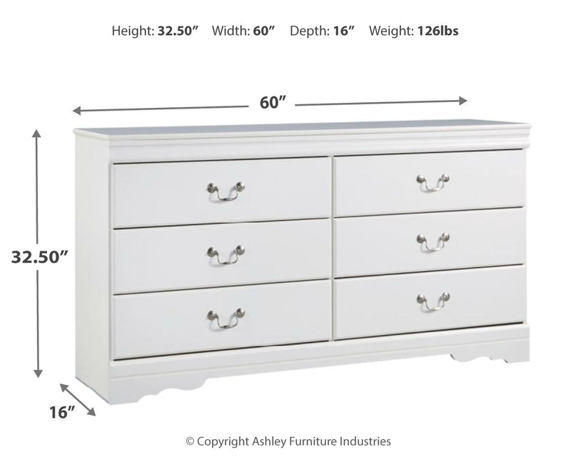 Anarasia Queen Sleigh Bed with Dresser in White from Ashley - DMV Furniture