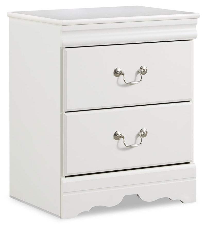Anarasia Queen Sleigh Bed with Mirrored Dresser, Chest and Nightstand in White - PKG002593