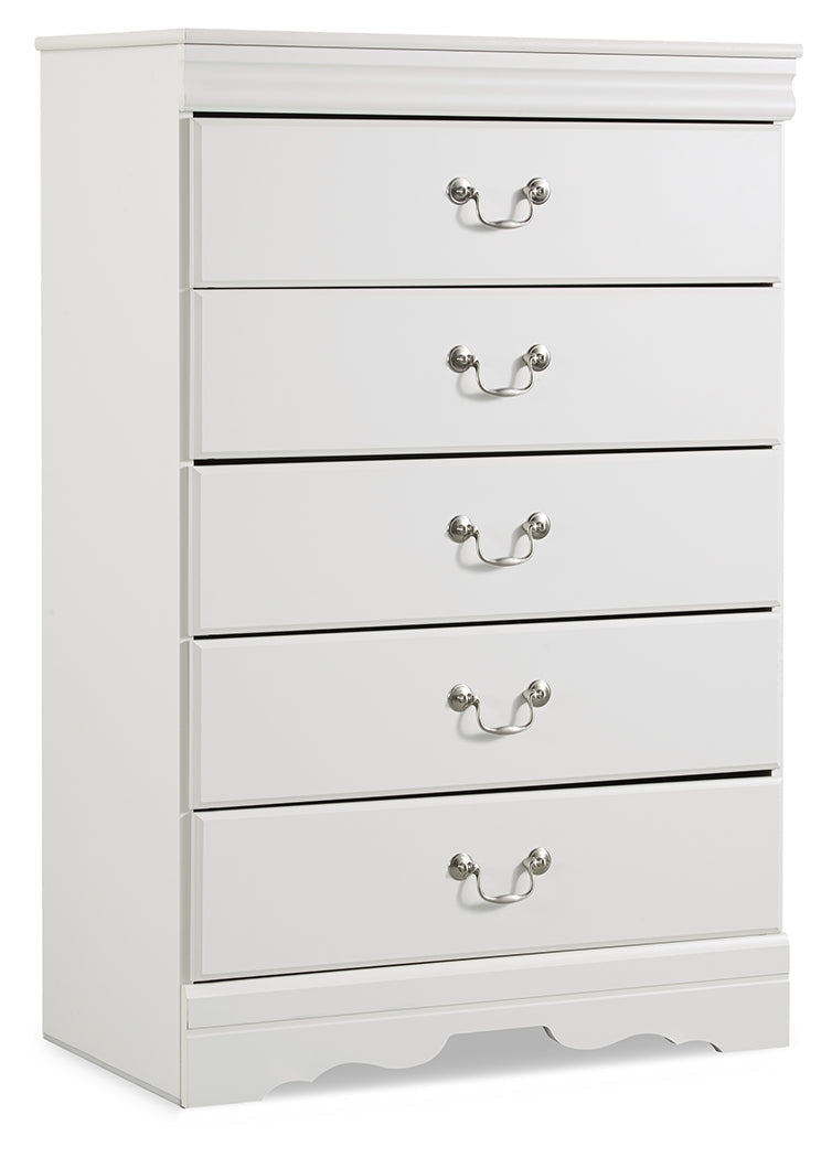 Anarasia Twin Sleigh Bed with Mirrored Dresser and Chest in White from Ashley - DMV Furniture