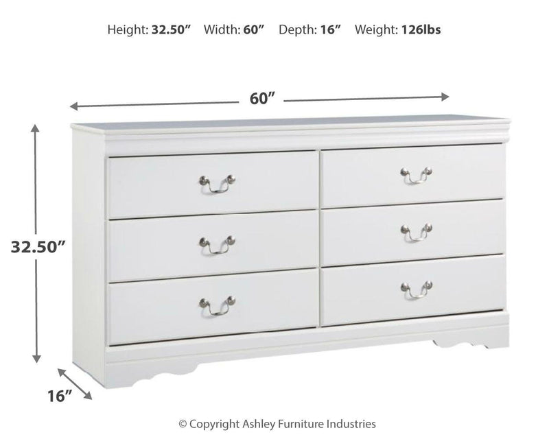 Anarasia Twin Sleigh Headboard and Dresser in White - PKG002553