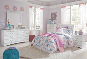 Anarasia Twin Sleigh Headboard, Dresser, Mirror and 2 Nightstands in White - PKG002555