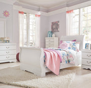Anarasia White Twin Sleigh Bed - DMV FurnitureTwin Bed