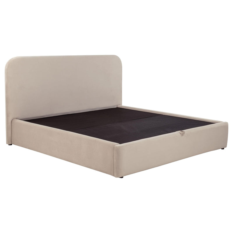 Anders Upholstered Eastern King Storage Lift Platform Bed Beige - 306037BEIKE
