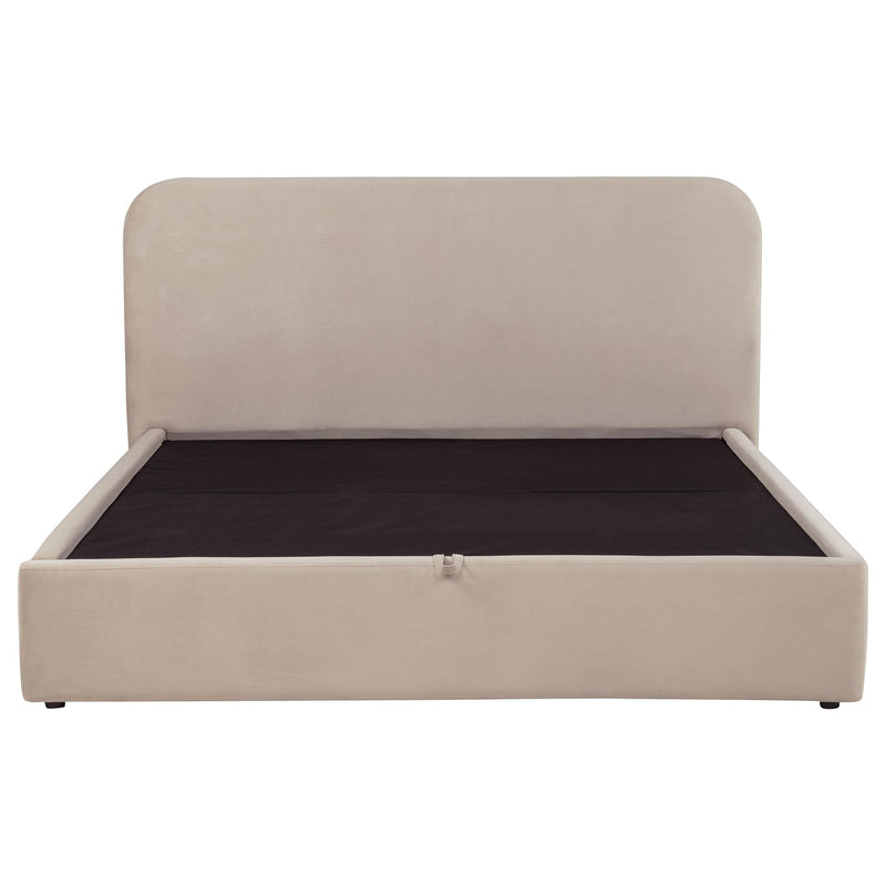 Anders Upholstered Eastern King Storage Lift Platform Bed Beige - 306037BEIKE
