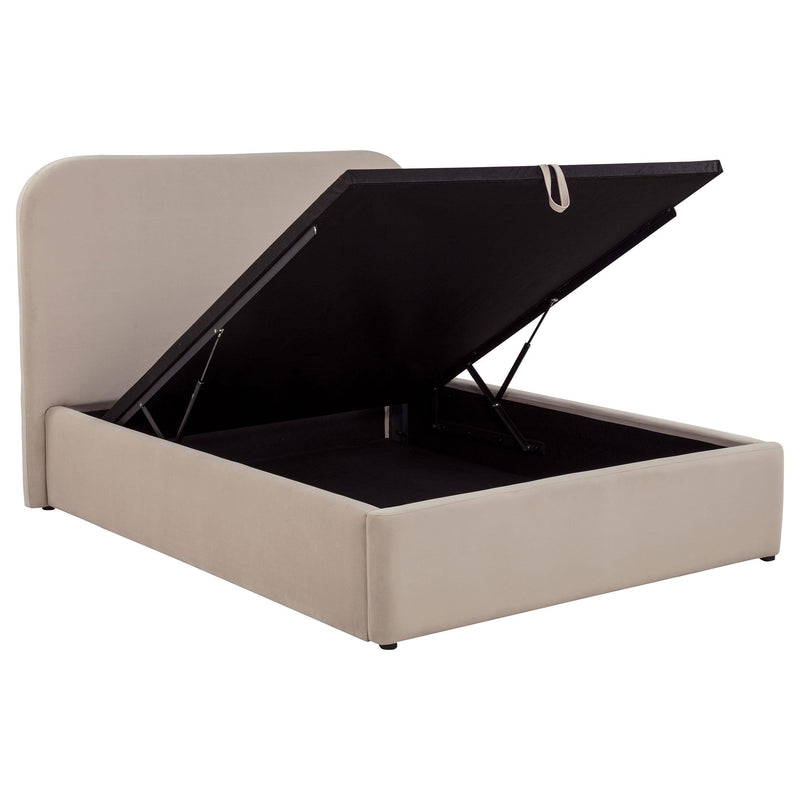 Anders Upholstered Full Storage Lift Platform Bed Beige - 306037BEIF