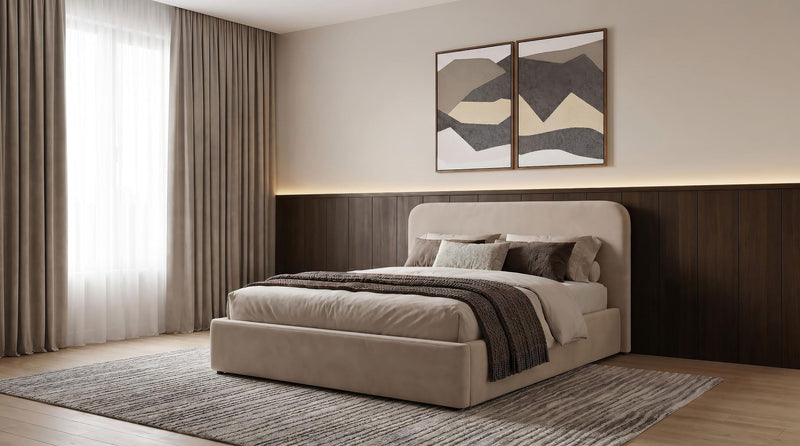 Anders Upholstered Queen Storage Lift Platform Bed Beige - 306037BEIQ