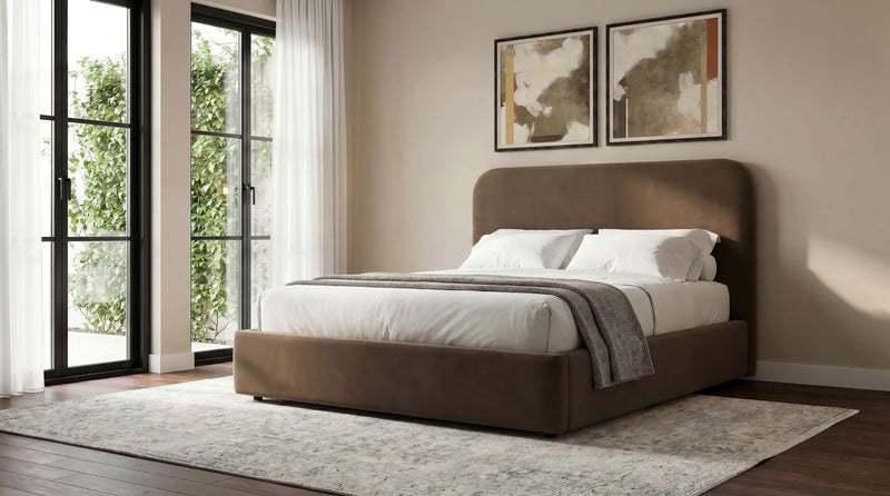 Anders Upholstered Queen Storage Lift Platform Bed Chocolate - 306037CHQ