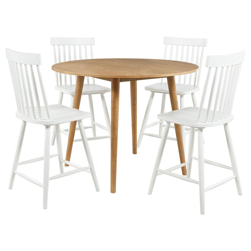 Andrews 5-piece Round Counter Dining Set Light Ash and White - 122508-S5W