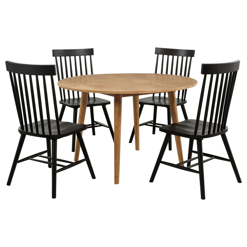 Andrews 5-piece Round Dining Table Set Light Ash and Black - 122500-S5B