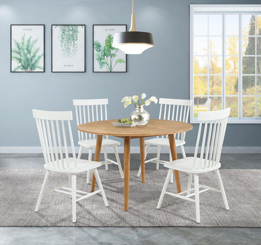 Andrews 5-piece Round Dining Table Set Light Ash and White - 122500-S5W