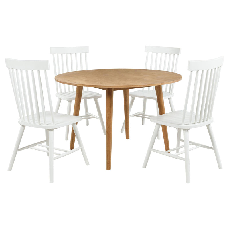 Andrews 5-piece Round Dining Table Set Light Ash and White - 122500-S5W