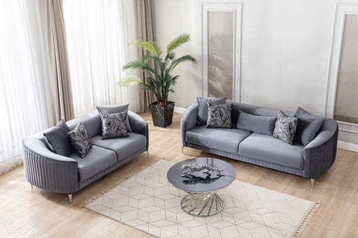Angela Gray Velvet Sofa 91" & Loveseat 71" - DMV FurnitureLiving Room Set