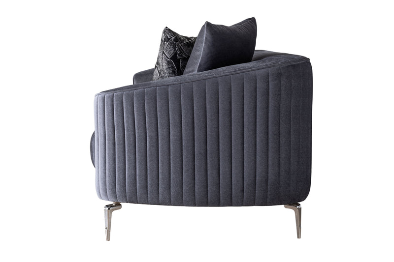 Angela Gray Velvet Sofa Living Room Set