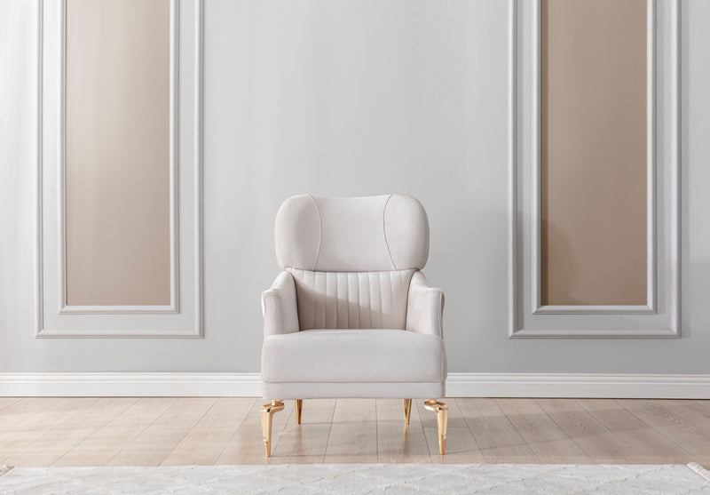 Angela Ivory Velvet Living Room Set