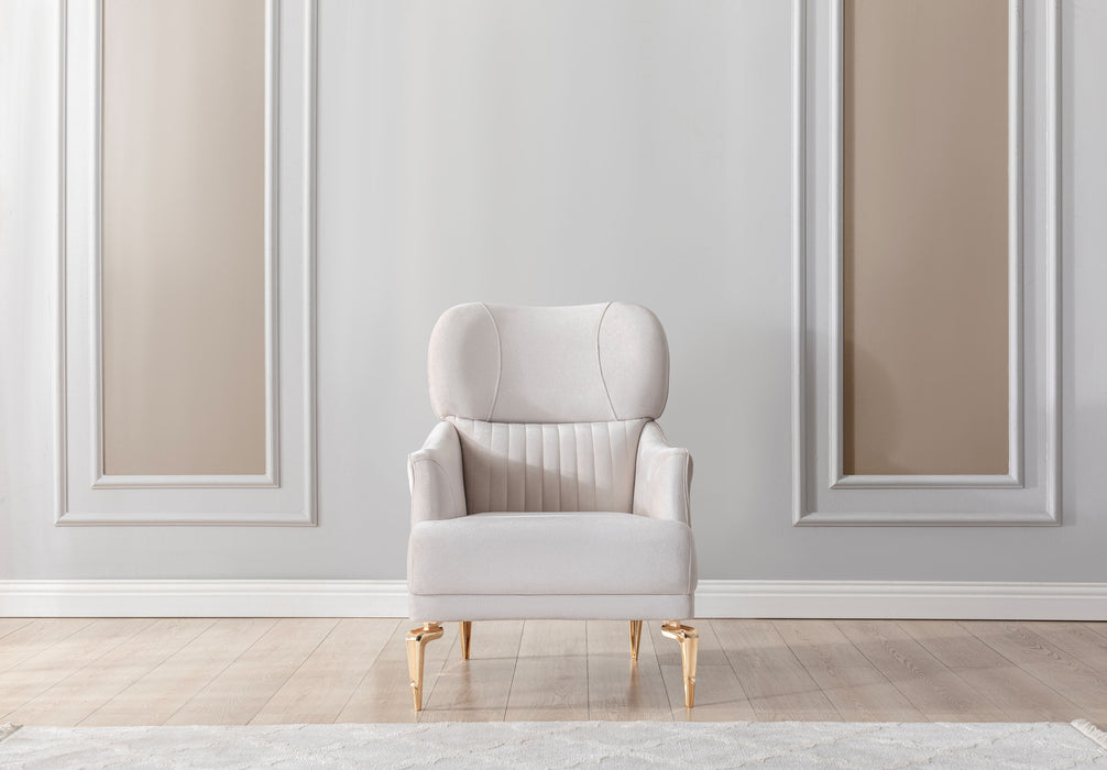 Angela Ivory Velvet Living Room Set