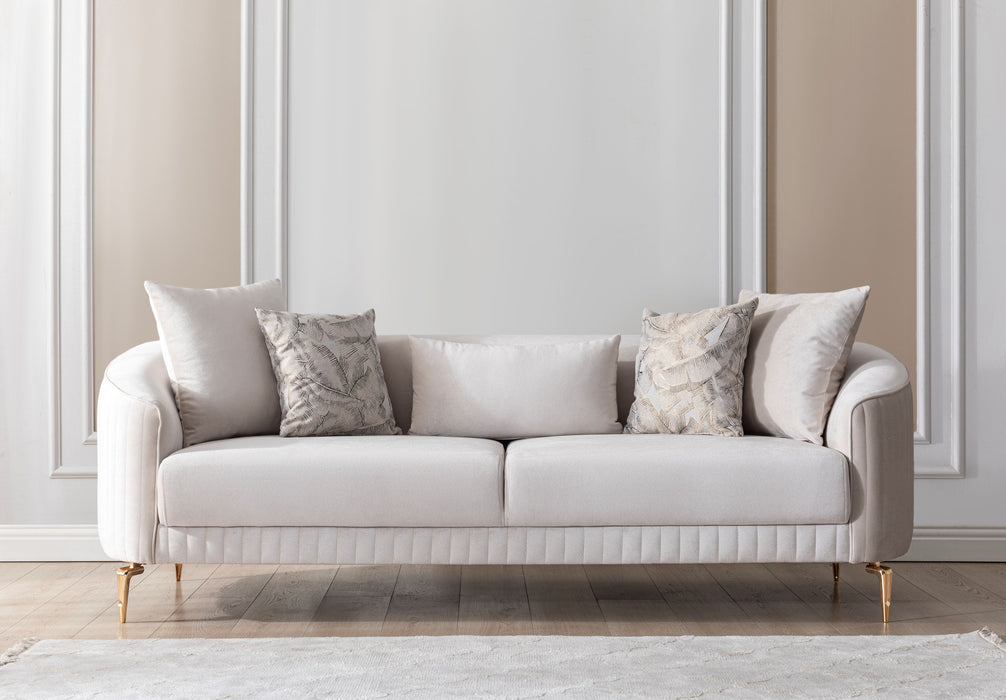 Angela Ivory Velvet Living Room Set