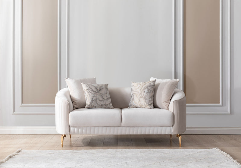 Angela Ivory Velvet Living Room Set