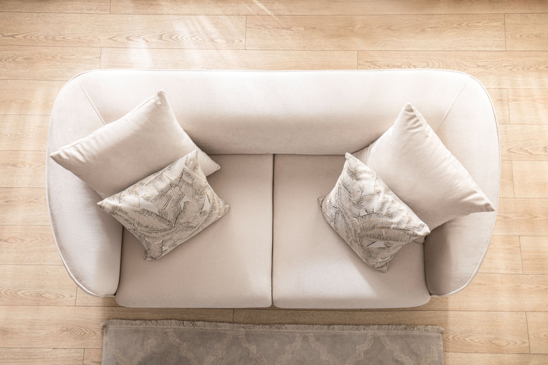 Angela Ivory Velvet Living Room Set
