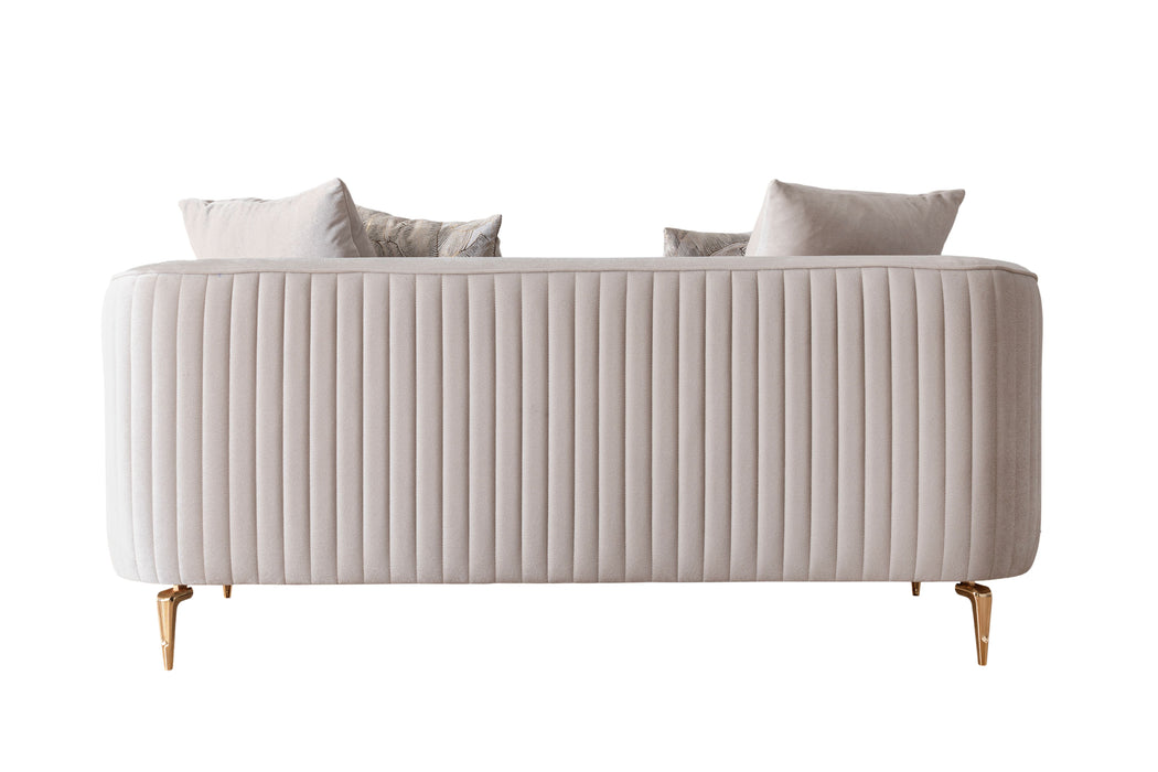 Angela Ivory Velvet Living Room Set