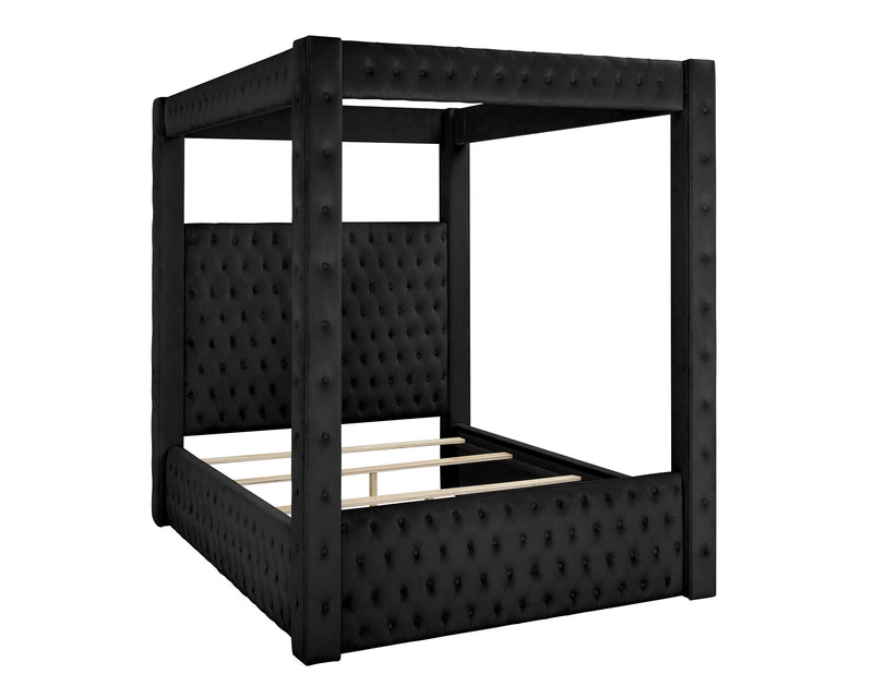 Annabelle Black Velvet King Canopy Bed - DMV FurnitureKing Bed