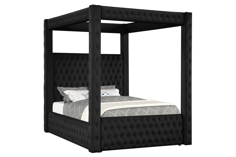 Annabelle Black Velvet Queen Canopy Bed - DMV FurnitureQueen Bed