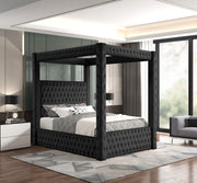 Annabelle Black Velvet Queen Canopy Bed - DMV FurnitureQueen Bed