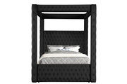 Annabelle Black Velvet Queen Canopy Bed - DMV FurnitureQueen Bed