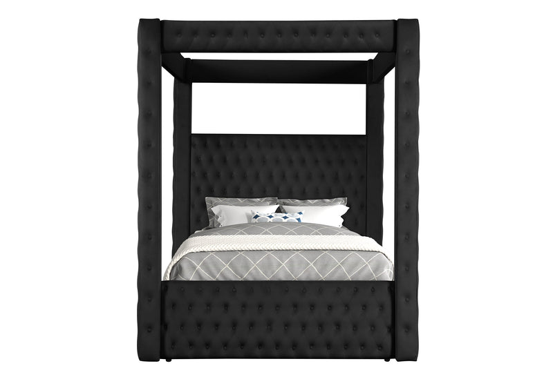 Annabelle Black Velvet Queen Canopy Bed - DMV FurnitureQueen Bed