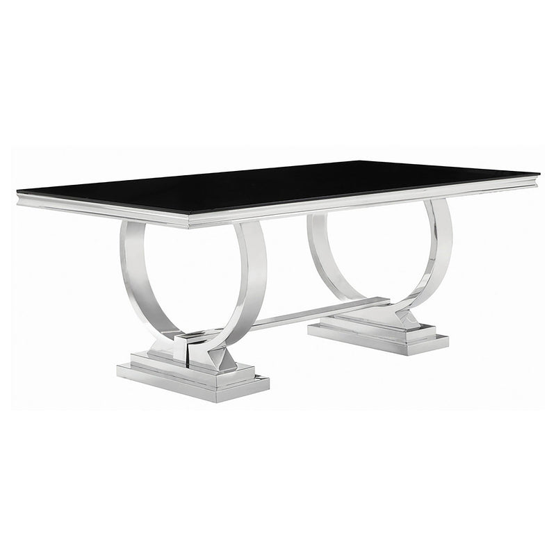 Antoine 7-piece Rectangular Glass Top Dining Set Chrome - 107871-S7