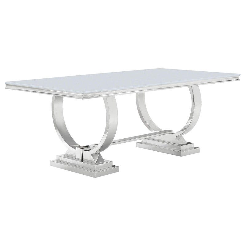 Antoine 7-piece Rectangular Glass Top Dining Table Set White - 108811-S7W