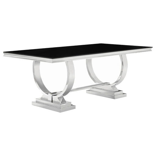 Antoine Rectangular 95-inch Glass Top Dining Table Black - 107871
