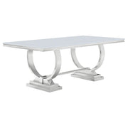 Antoine Rectangular 95-inch Glass Top Dining Table White - 108811