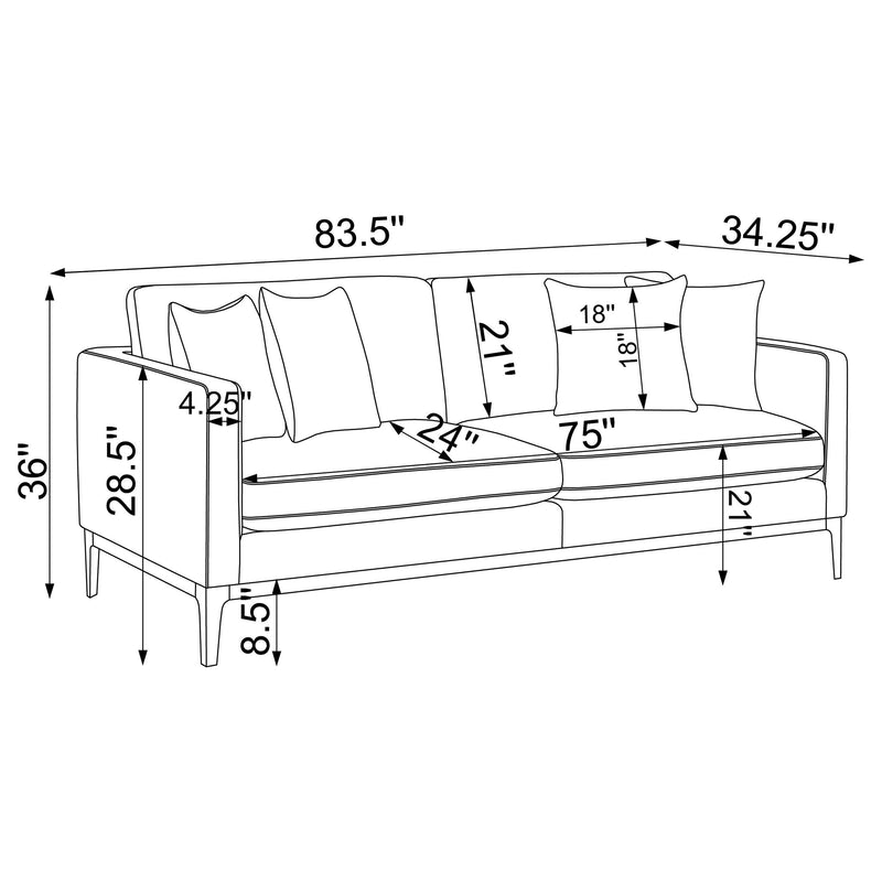 Apperson Upholstered Track Arm Sofa Light Grey - 508681