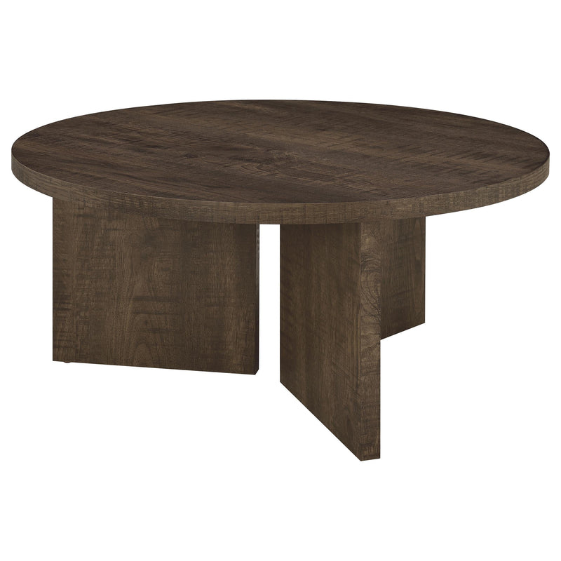 Aragon 2-Piece Round Coffee and End Table Set Dark Rustic Mango - 706658-S2