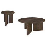 Aragon 2-Piece Round Coffee and End Table Set Dark Rustic Mango - 706658-S2