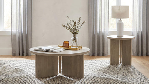 Aragon 2-Piece Round Coffee and End Table Set Latte - 706678-S2