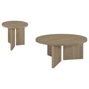 Aragon 2-Piece Round Coffee and End Table Set Latte - 706678-S2