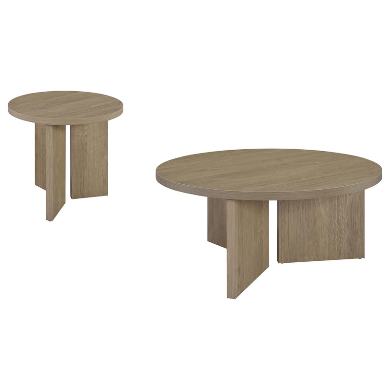 Aragon 2-Piece Round Coffee and End Table Set Latte - 706678-S2