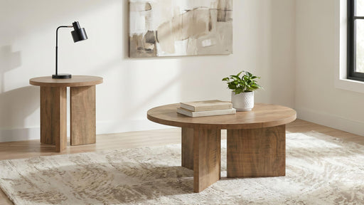 Aragon 2-Piece Round Coffee and End Table Set Mango - 706668-S2