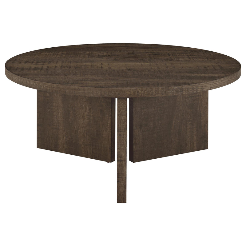 Aragon 3-Piece Round Coffee and End Table Set Dark Rustic Mango - 706658-S3