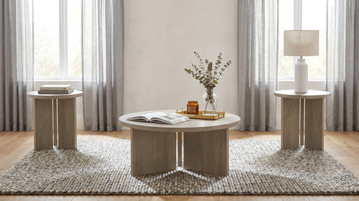 Aragon 3-Piece Round Coffee and End Table Set Latte - 706678-S3