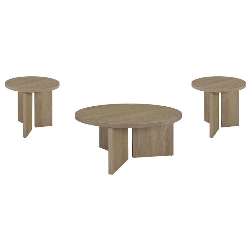Aragon 3-Piece Round Coffee and End Table Set Latte - 706678-S3
