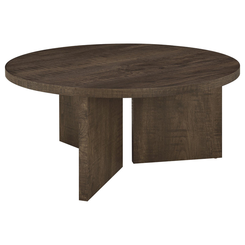 Aragon Round Panel Base Coffee Table Dark Rustic Mango - 706658