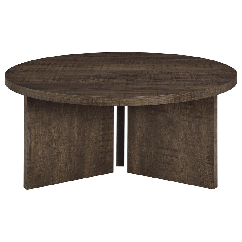 Aragon Round Panel Base Coffee Table Dark Rustic Mango - 706658