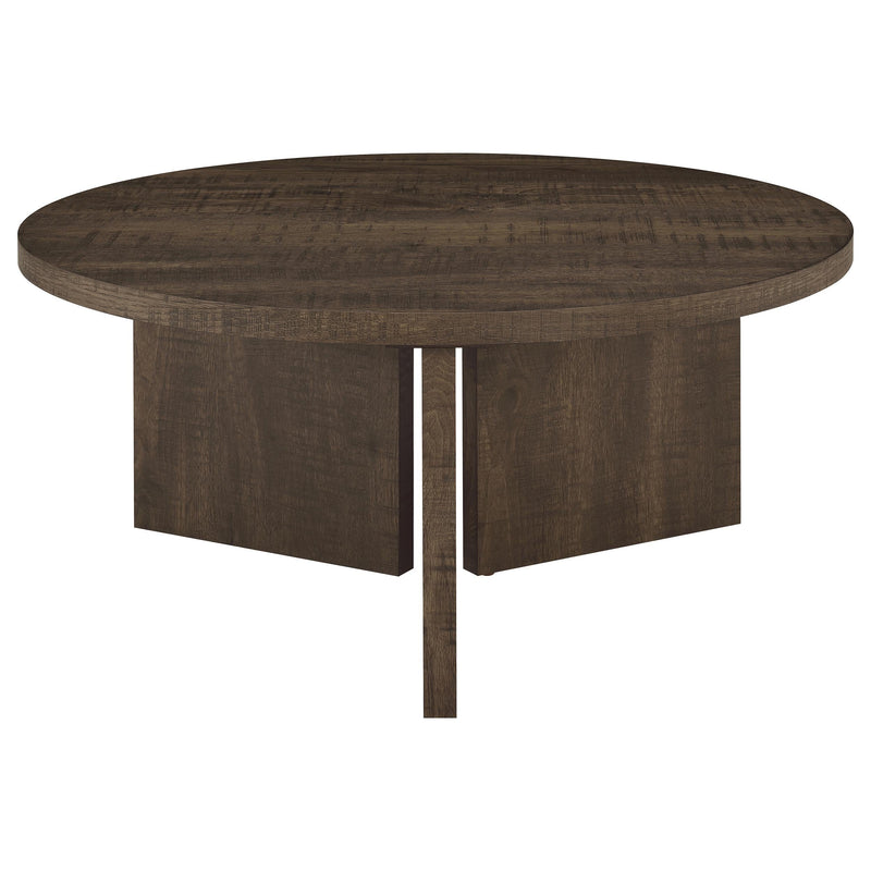 Aragon Round Panel Base Coffee Table Dark Rustic Mango - 706658